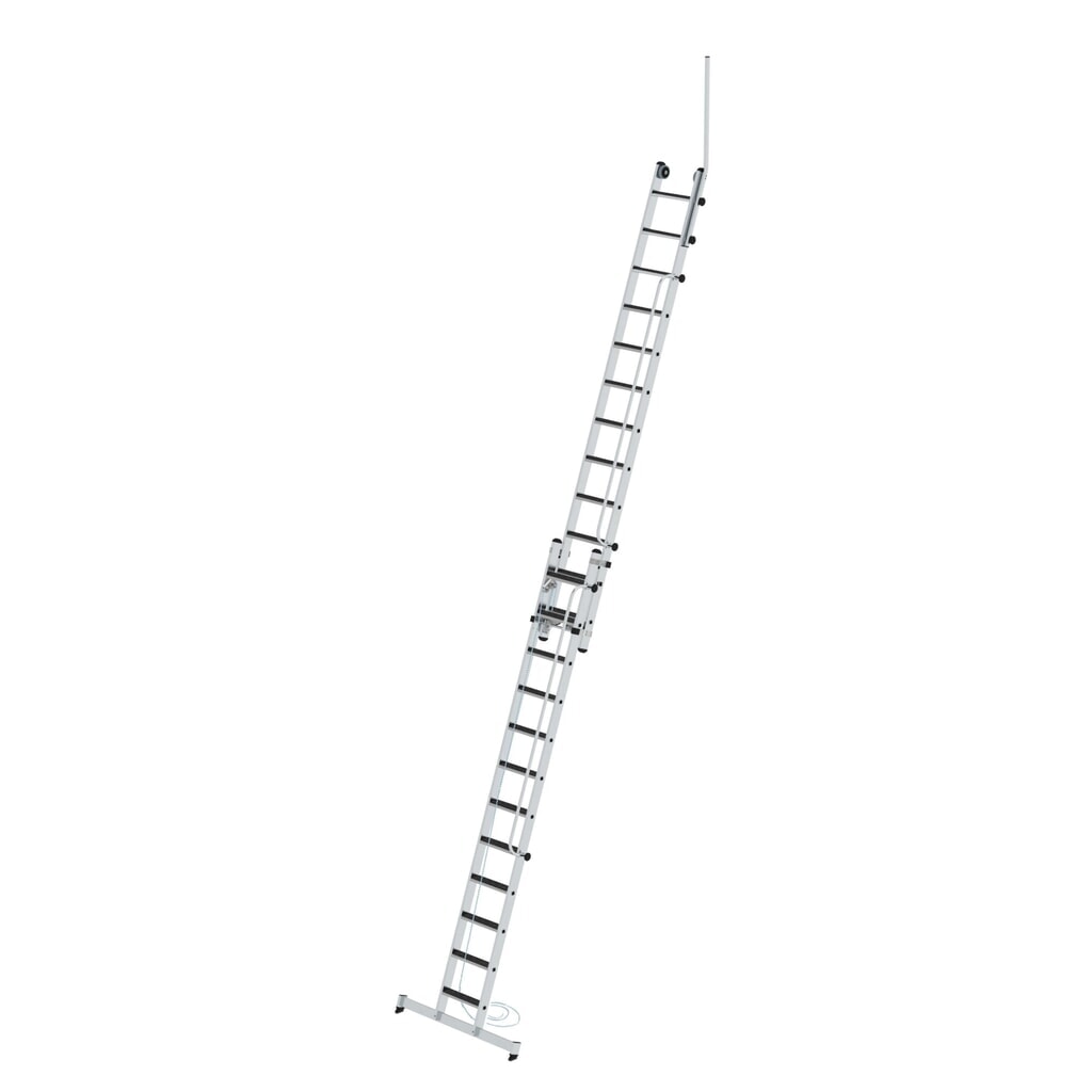 Munk Stufen-Seilzugleiter 2-teilig mit Handlauf und Ausstiegsholm 2x12 Stufen Produktabbildung: Munk Stufen-Seilzugleiter 2-teilig mit Handlauf und Ausstiegsholm 2x12 Stufen