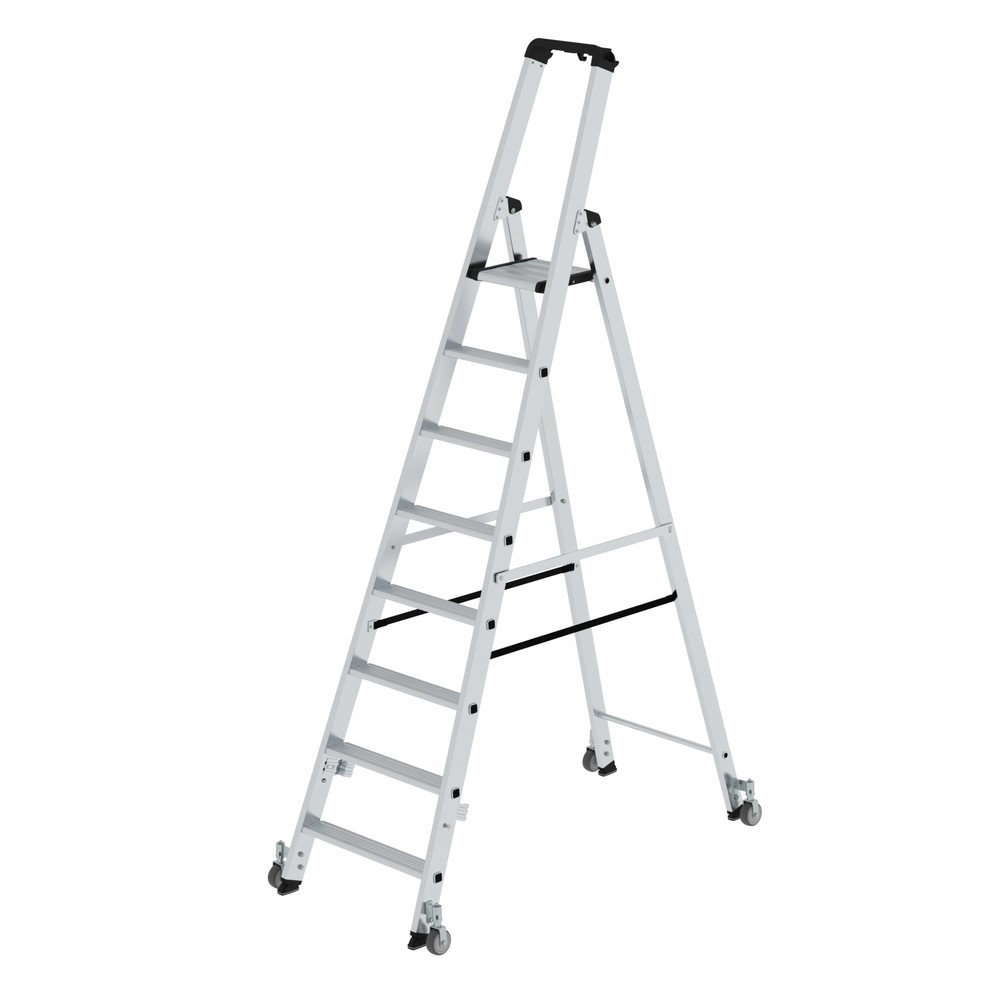 Produktabbildung Nr. 1: Munk Stufen-Stehleiter einseitig begehbar mit Rollen 8 Stufen