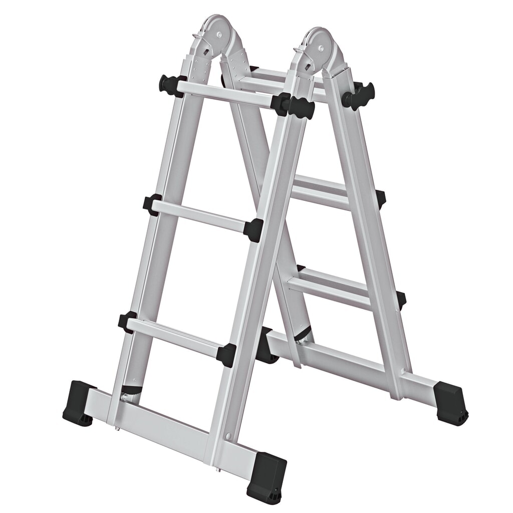 Produktabbildung: Munk Teleskopleiter 4-teilig mit Traverse 4x3 Sprossen