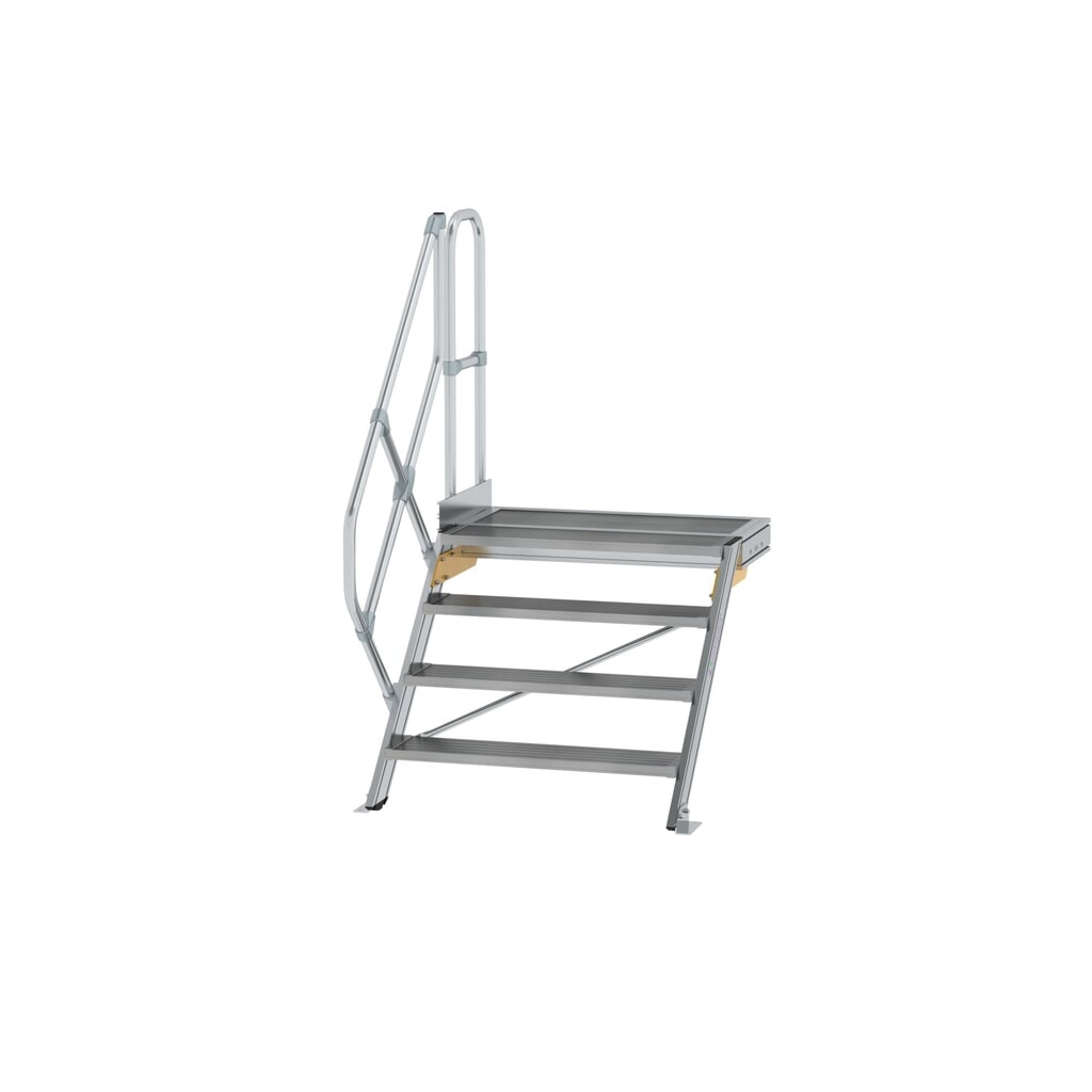 Produktabbildung: Munk Treppe mit Plattform 45° Stufenbreite 1000 mm 4 Stufen Aluminium geriffelt