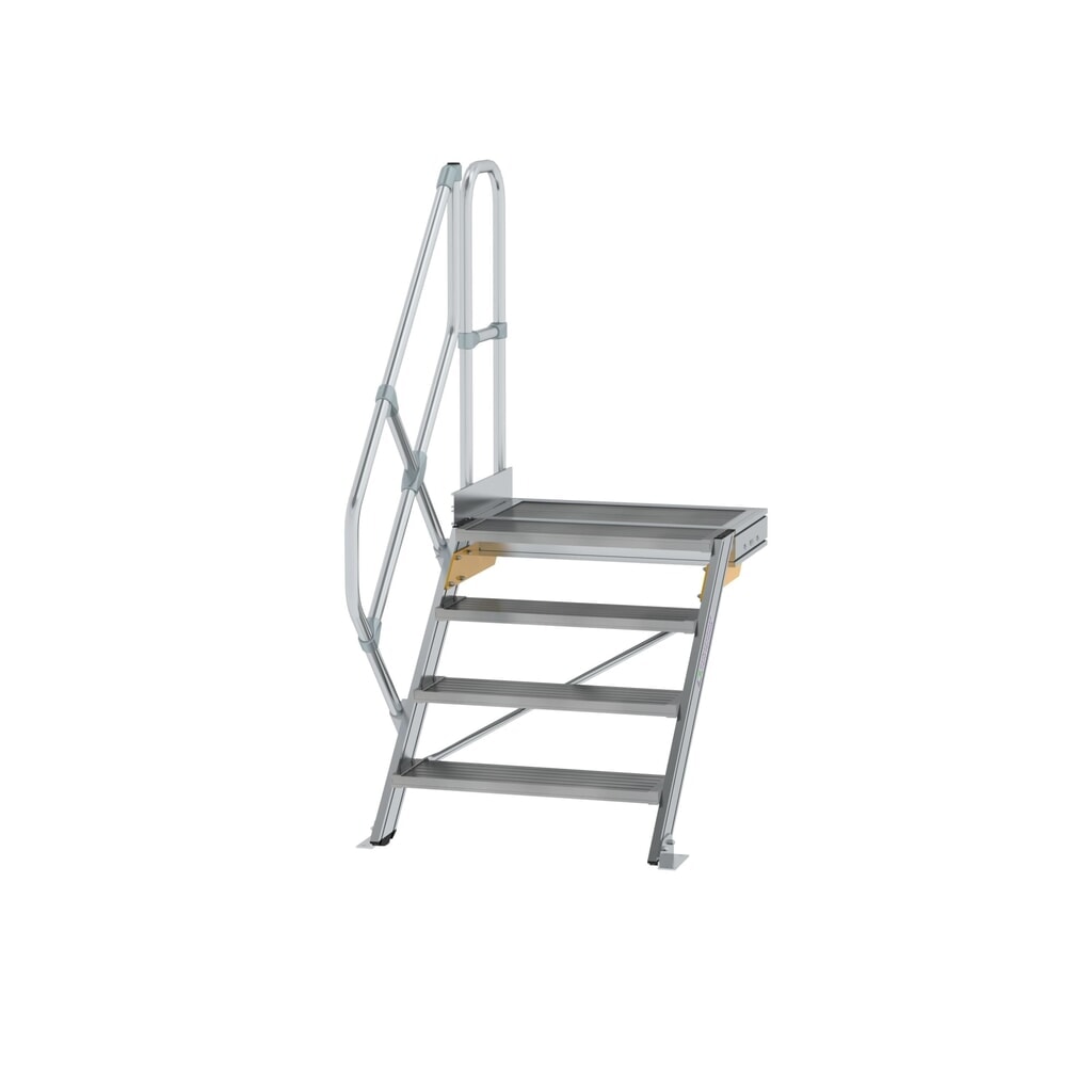Munk Treppe mit Plattform 45° Stufenbreite 800 mm 4 Stufen Aluminium geriffelt Produktabbildung: Munk Treppe mit Plattform 45° Stufenbreite 800 mm 4 Stufen Aluminium geriffelt
