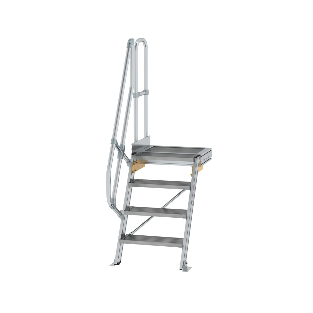 Munk Treppe mit Plattform 60° Stufenbreite 600 mm 4 Stufen Aluminium geriffelt Produktabbildung: Munk Treppe mit Plattform 60° Stufenbreite 600 mm 4 Stufen Aluminium geriffelt