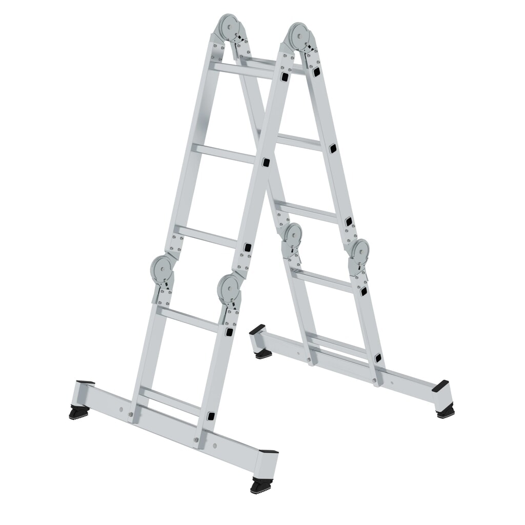Vielzweckleiter 4-teilig mit nivello®-Traverse 2x2 + 2x3 Sprossen Produktabbildung: Vielzweckleiter 4-teilig mit nivello®-Traverse 2x2 + 2x3 Sprossen