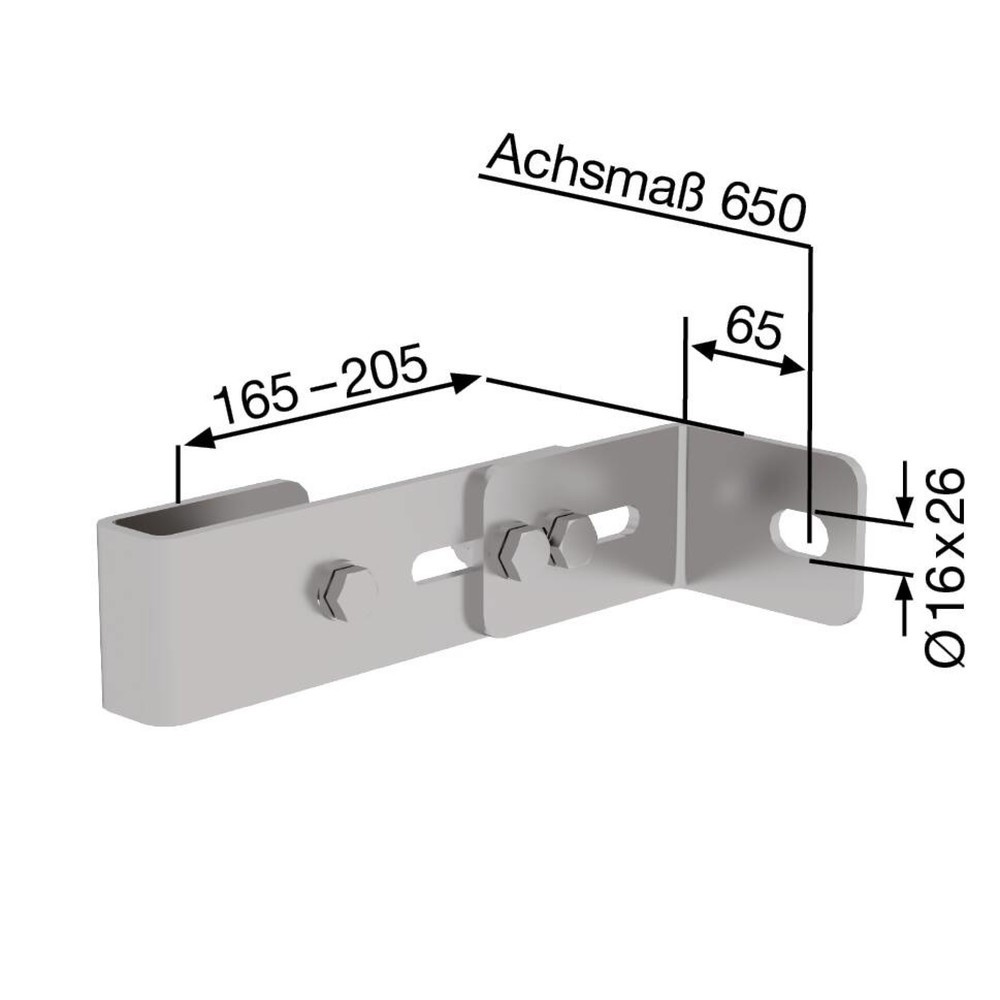 Produktabbildung Nr. 2: Munk Wandhalter, verstellbar 165-205mm, Edelstahl