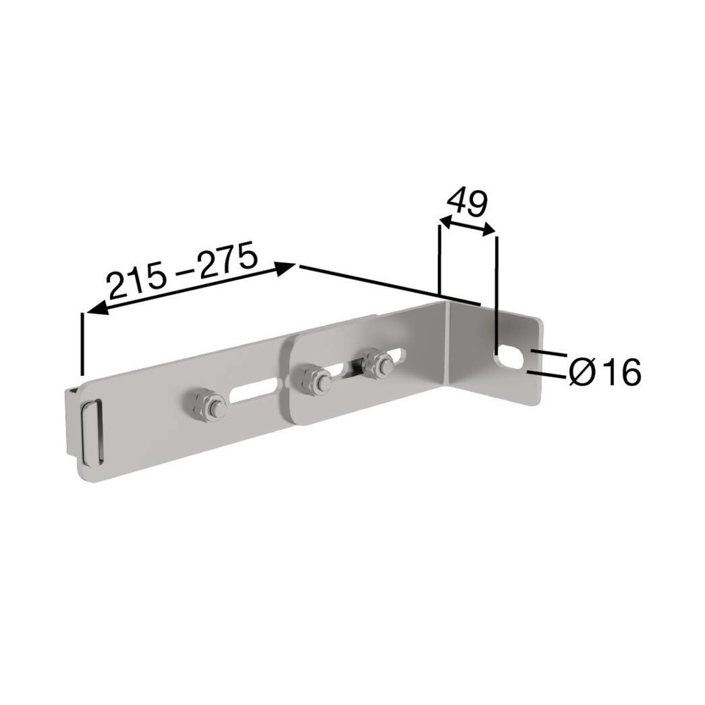 Produktabbildung Nr. 2: Munk Wandhalter m. Klemmbügel, verstellbar 215-275mm, Edelstahl