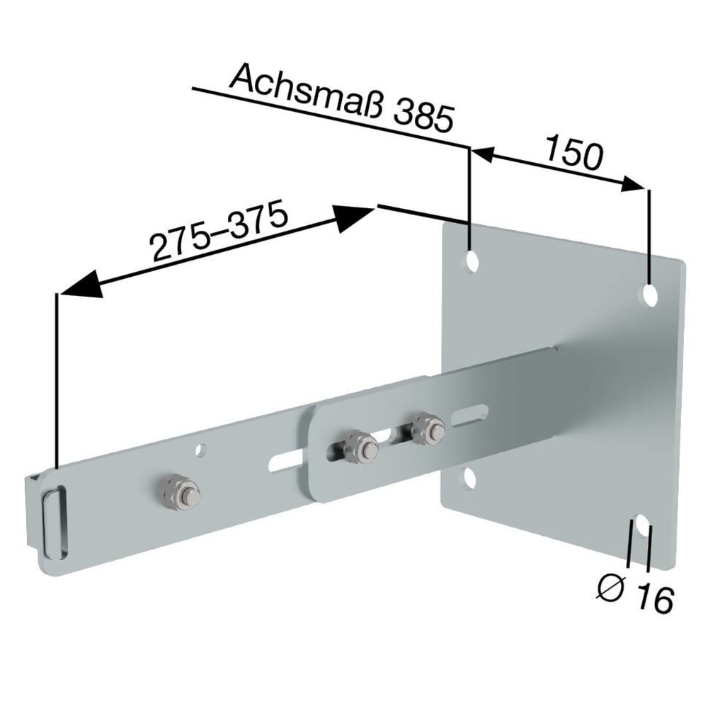 Produktabbildung Nr. 2: Munk Wandhalter m. Klemmbügel, verstellbar 275-375mm, Edelstahl