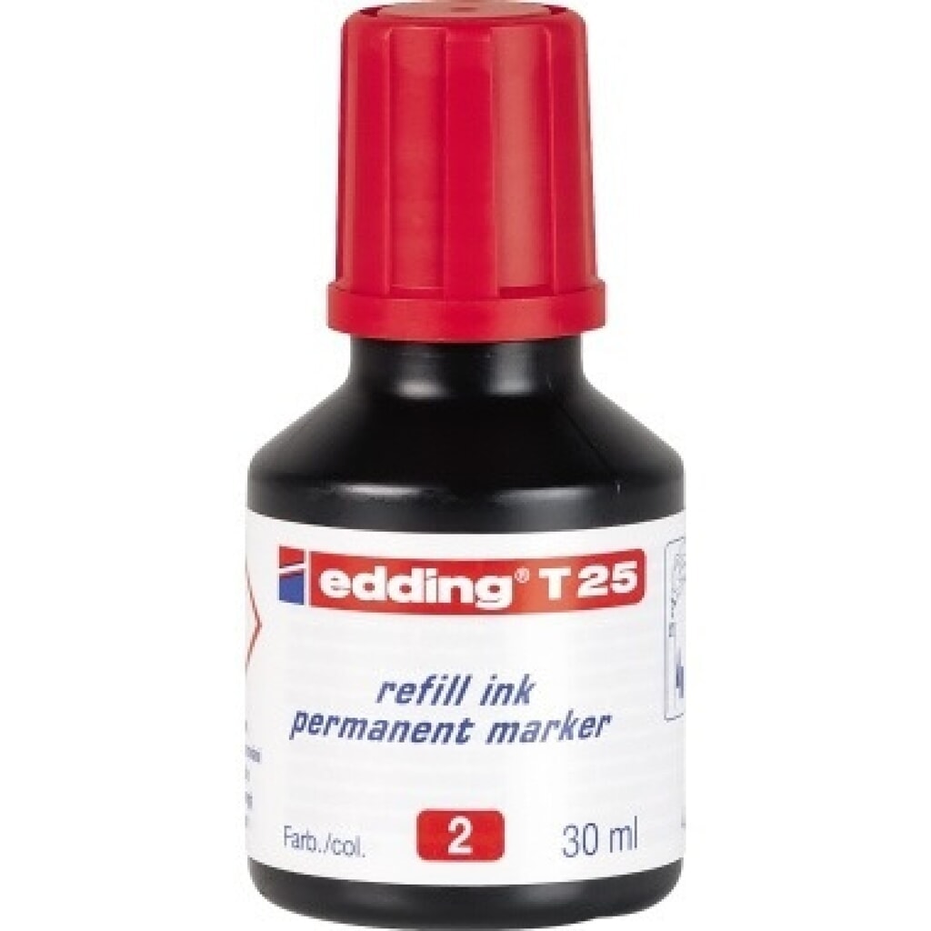 edding Nachfülltusche T 25 4-T25002 30ml geruchsarme Tusche rot Produktabbildung: edding Nachfülltusche T 25 4-T25002 30ml geruchsarme Tusche rot