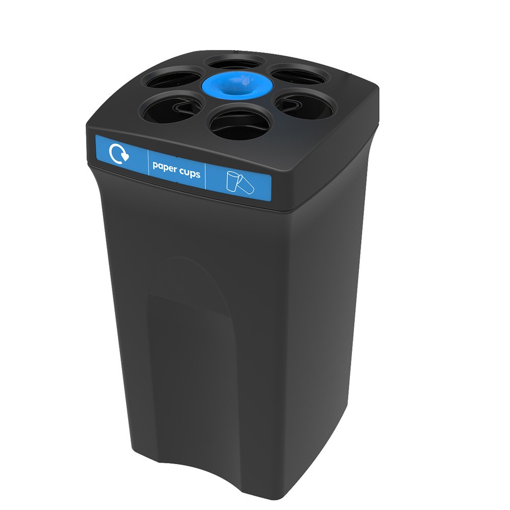 Obrázek produktu: Nádoba na kelímky ENVIROBIN Envirocup XL, s integrovaným zásobníkem, černá/modrá, s nápisem „paper cups“