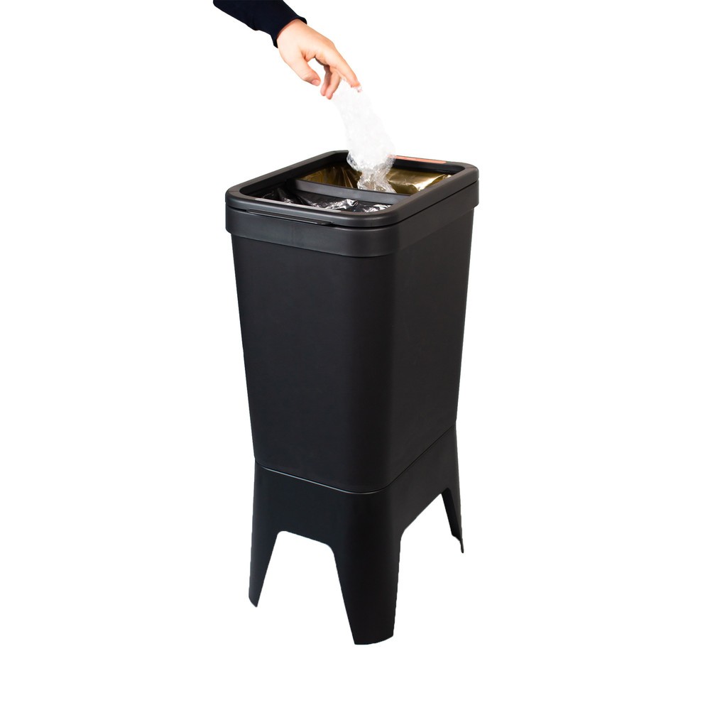 Číslo obrázku produktu 2: Nádoba na odpad BON TON Circubin, vyrobeno ze 100% recyklovaného polypropylenu, 2 x 20 litrů, otevřená, antracit