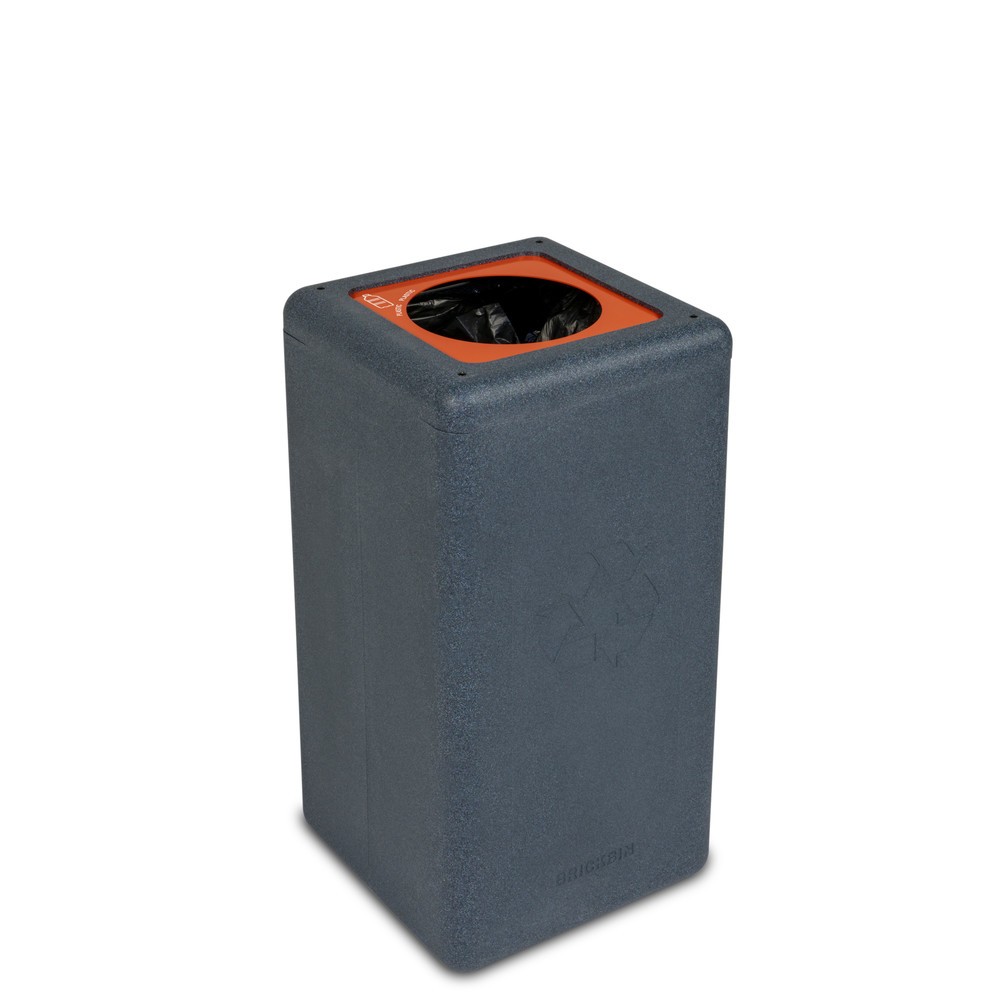 Obrázek produktu: Nádoba na odpad BRICKBIN na plasty, z recyklovaného plastu, 65 litrů, hranatá, šedá/oranžová