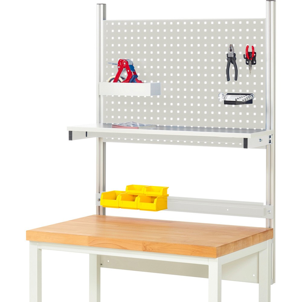 Obrázok výrobku: Nadstavba pracovného stola RAU, v × š × h 1 130 × 1 000 × 350 mm, s 1 policovou doskou, s povrchom z melamínovej živice a 1 prídržnou lištou, kompletná súprava 01 pre šírku výrobku 1 000 mm