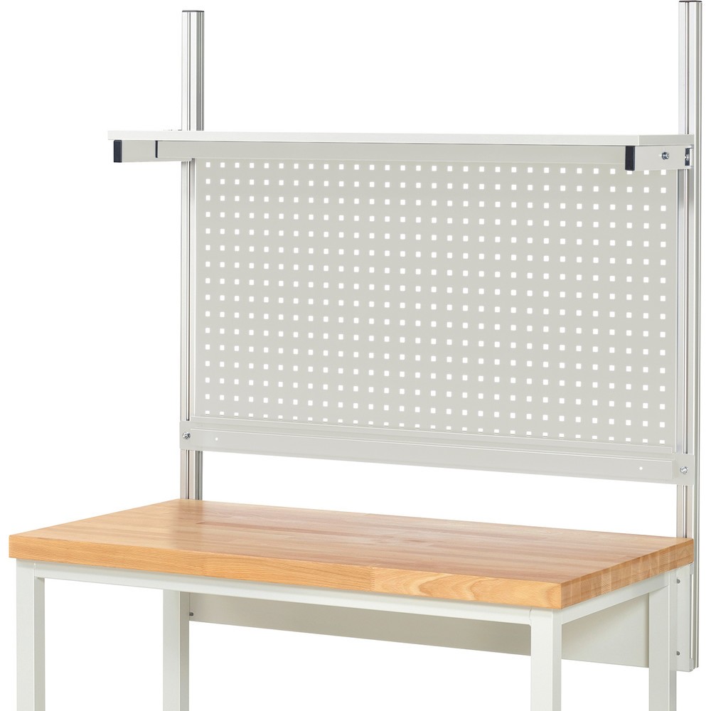 Číslo obrázka výrobku 2: Nadstavba pracovného stola RAU, v × š × h 1 130 × 1 250 × 350 mm, s 1 policovou doskou, s povrchom z melamínovej živice a 1 prídržnou lištou, kompletná súprava 01 pre šírku výrobku 1 250 mm