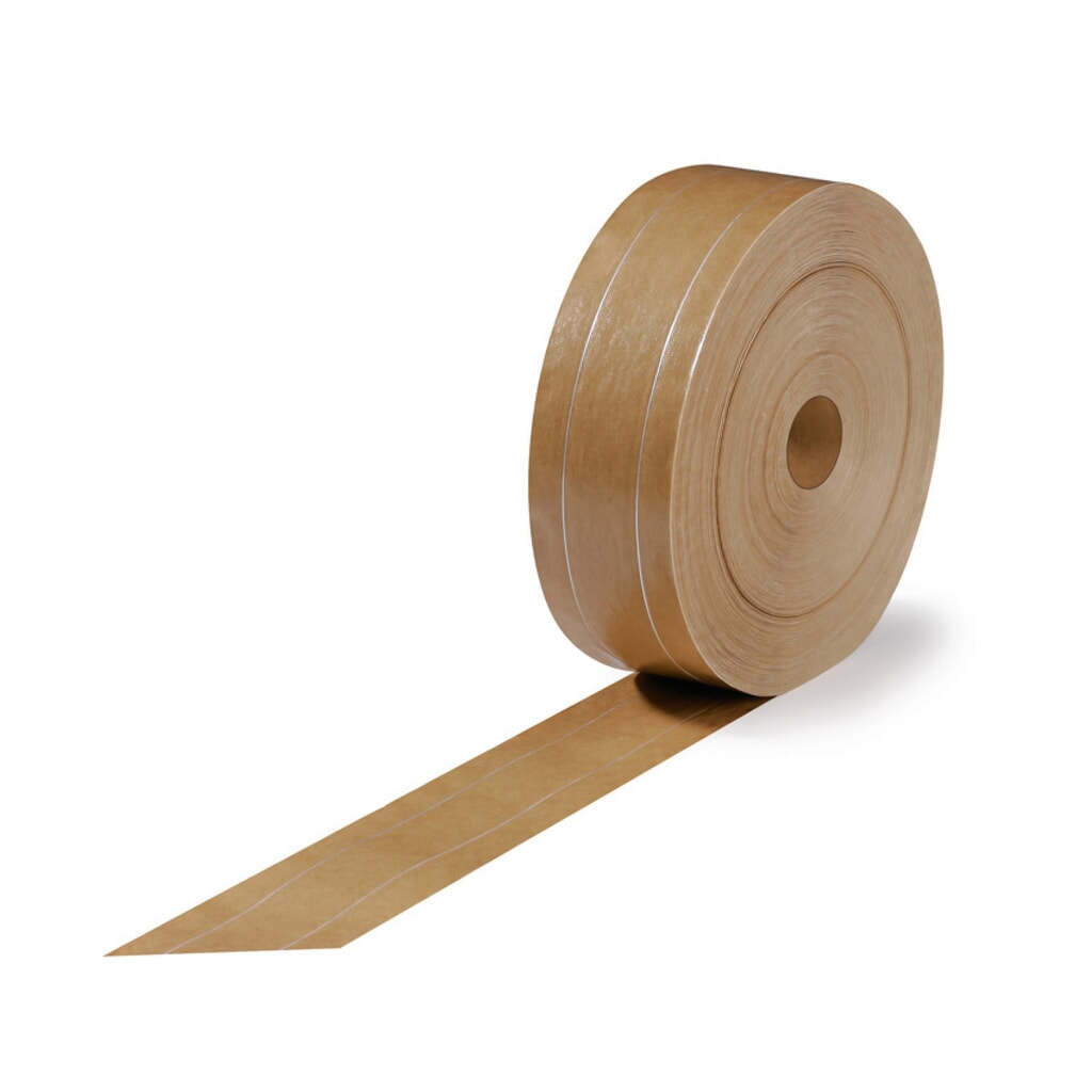 Nassklebeband, 2 Längsfäden, Breite 60 mm x Länge 200 m Produktabbildung: Nassklebeband, 2 Längsfäden, Breite 60 mm x Länge 200 m