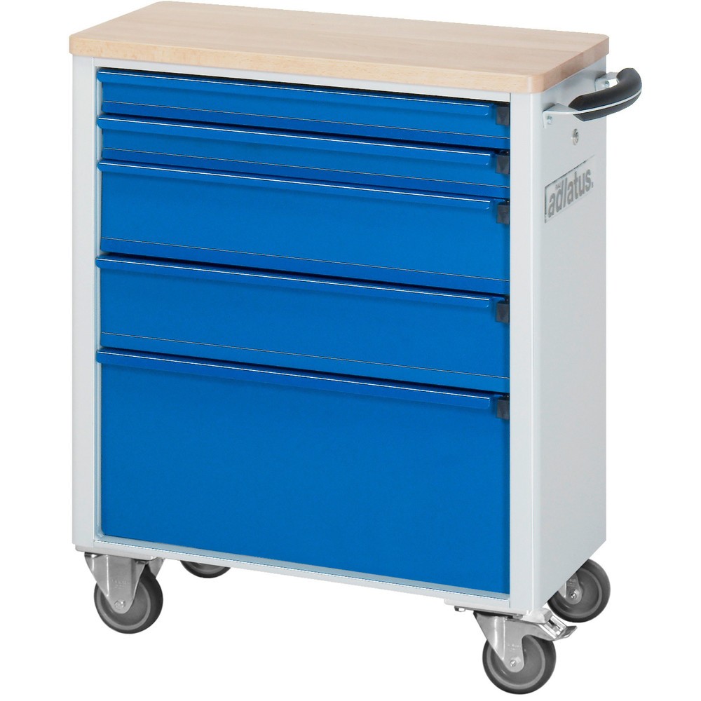 Číslo obrázku produktu 4: Nástrojový vozík RAU řada adlatus 700, VxŠxH 860 x 700 x 350 mm, 5x zásuvka 2 x 65, 2 x 130, 1 x 260 mm, buková pracovní deska