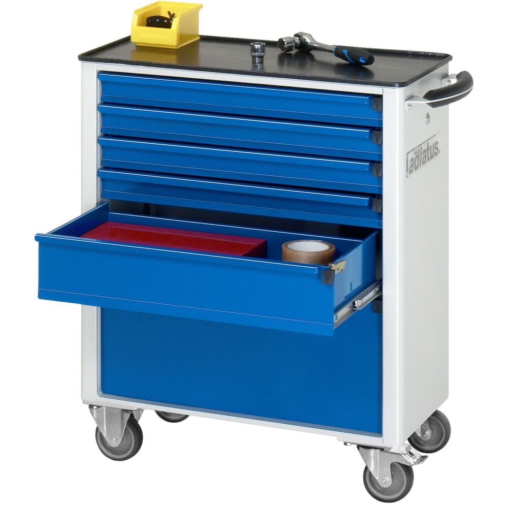 Obrázek produktu: Nástrojový vozík RAU řada adlatus 700, VxŠxH 860 x 700 x 350 mm, 6x zásuvka 4 x 65, 1 x 130, 1 x 260 mm, kovová pracovní deska