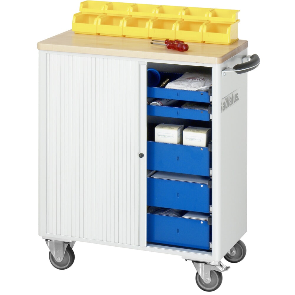 Číslo obrázku produktu 5: Nástrojový vozík RAU řada adlatus 700, VxŠxH 860 x 725 x 400 mm, 5x zásuvka 2 x 40, 3 x 105 mm, buková pracovní deska
