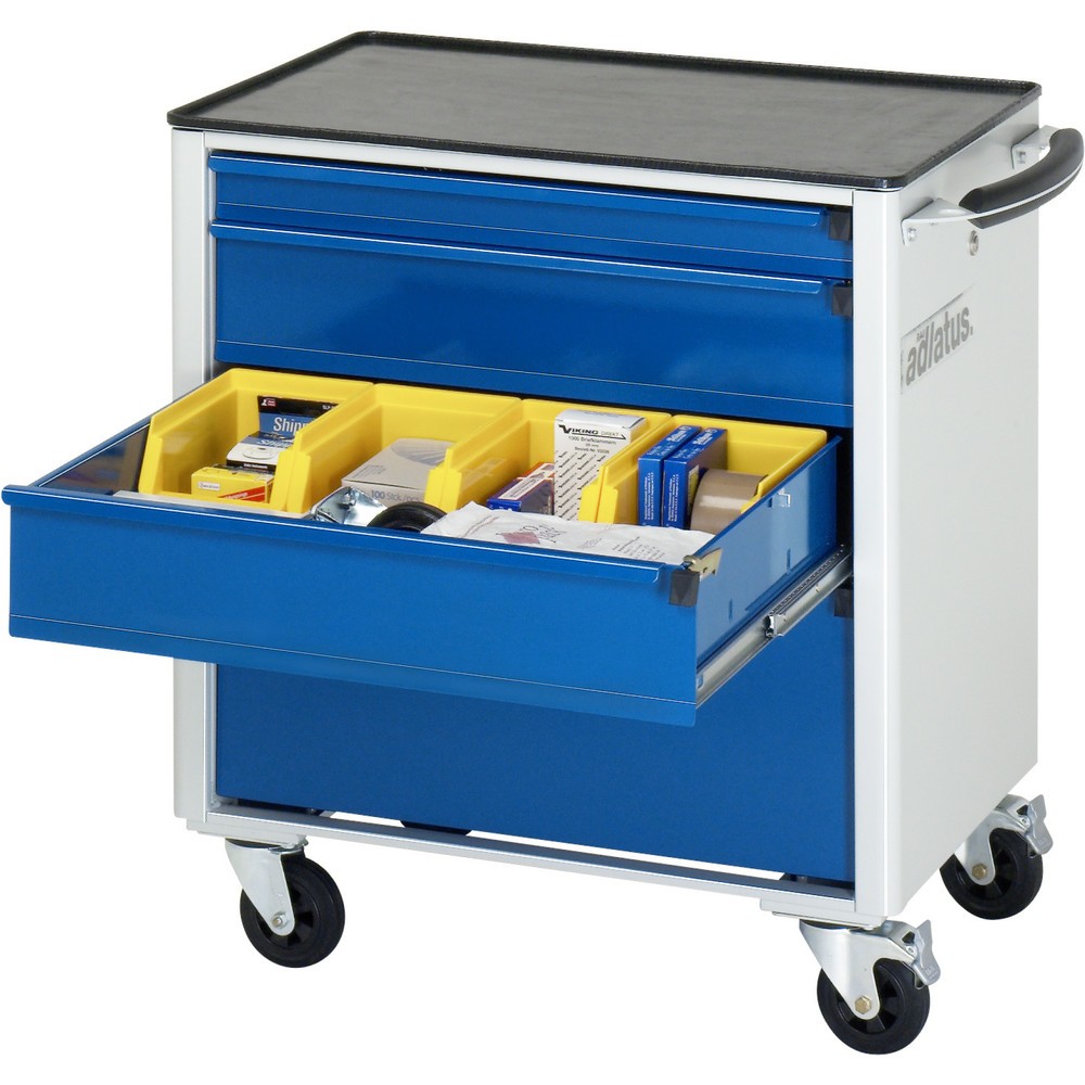 Obrázek produktu: Nástrojový vozík RAU řada adlatus 700, VxŠxH 790 x 700 x 510 mm, 4x zásuvka 1 x 65, 2 x 130, 1 x 260 mm, kovová pracovní deska