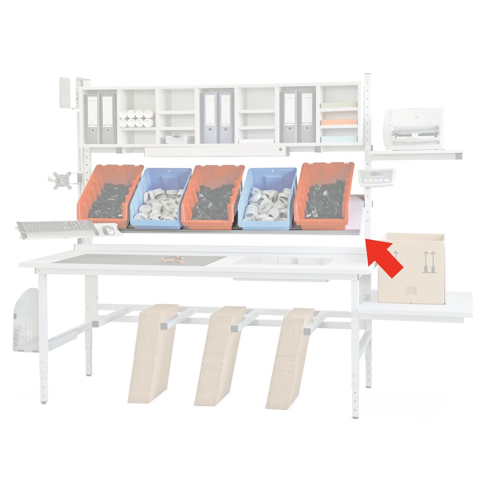 Produktabbildung: Neigbare Ablage für Packtisch, Breite 1.600 mm, lichtgrau