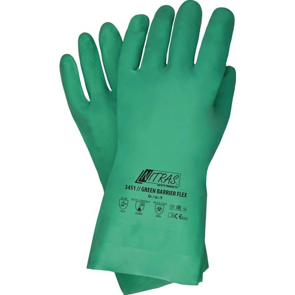Produktabbildung: NITRAS Chemikalienschutzhandschuhe Green Barrier Flex, EN 388, Größe 9 grün, PSA-Kategorie III