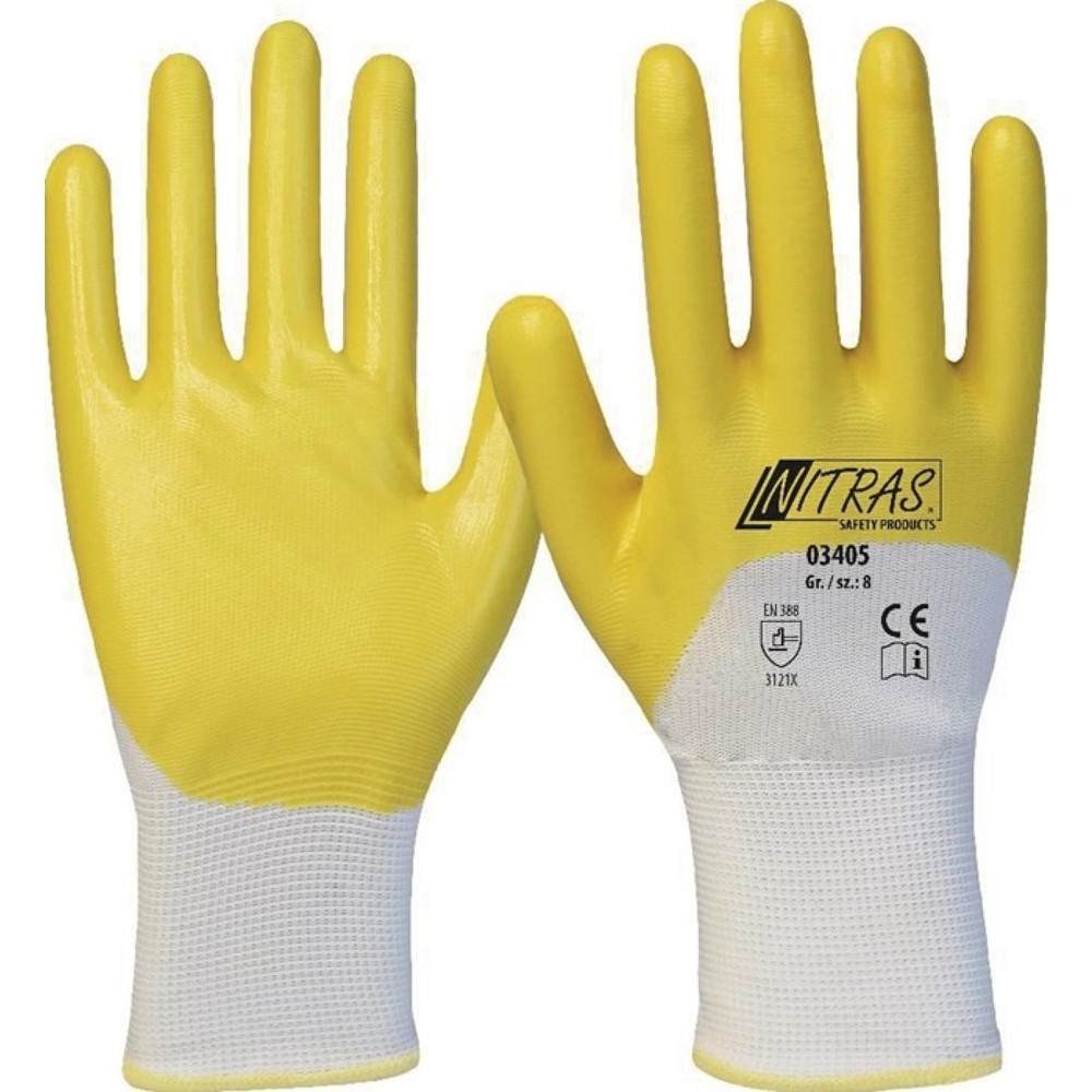 Produktabbildung: NITRAS Handschuhe 03405 Gr.10 weiß/gelb PES