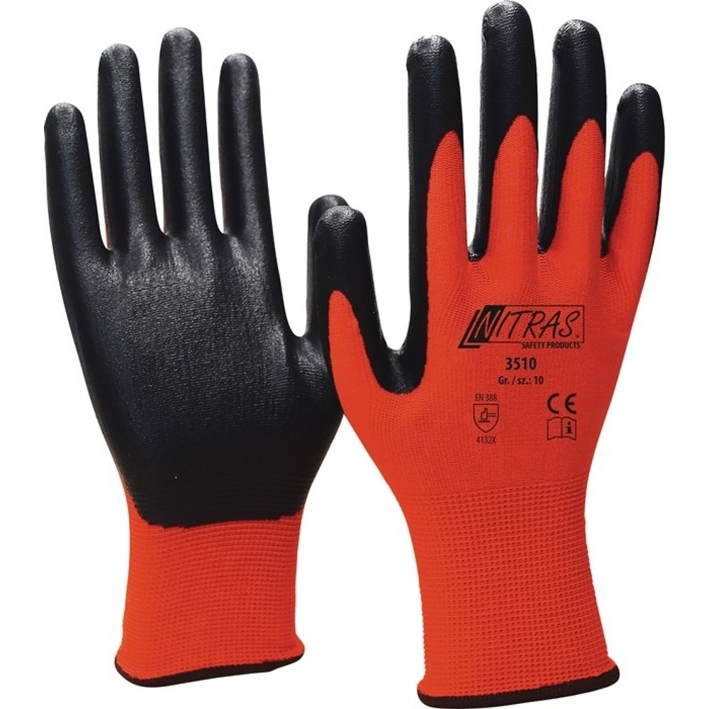 Produktabbildung: NITRAS Handschuhe Nitril Foam Gr.8 rot/schwarz