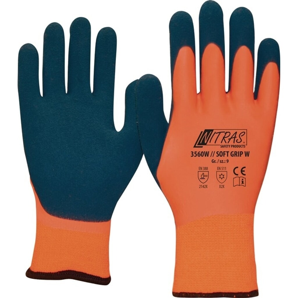 NITRAS® Kälteschutzhandschuh SOFT GRIP W, Größe 10 orange/dunkelblau, EN 388, EN 511 PSA-Kategorie II Produktabbildung: NITRAS® Kälteschutzhandschuh SOFT GRIP W, Größe 10 orange/dunkelblau, EN 388, EN 511 PSA-Kategorie II