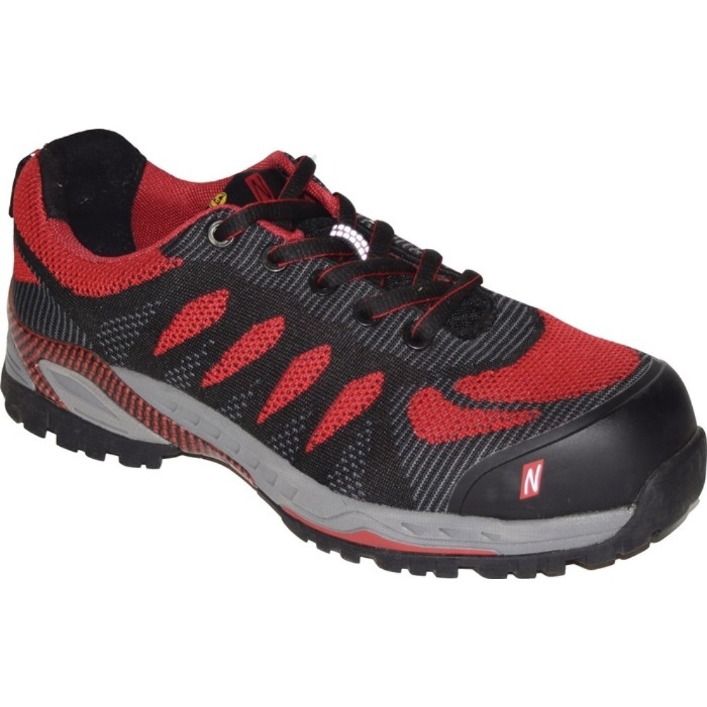Produktabbildung Nr. 1: NITRAS Sicherheitsschuh PRO STEP, S1P SRC ESD EN ISO 20345, EN 61340-4-3, Größe 43 schwarz/rot, Textil