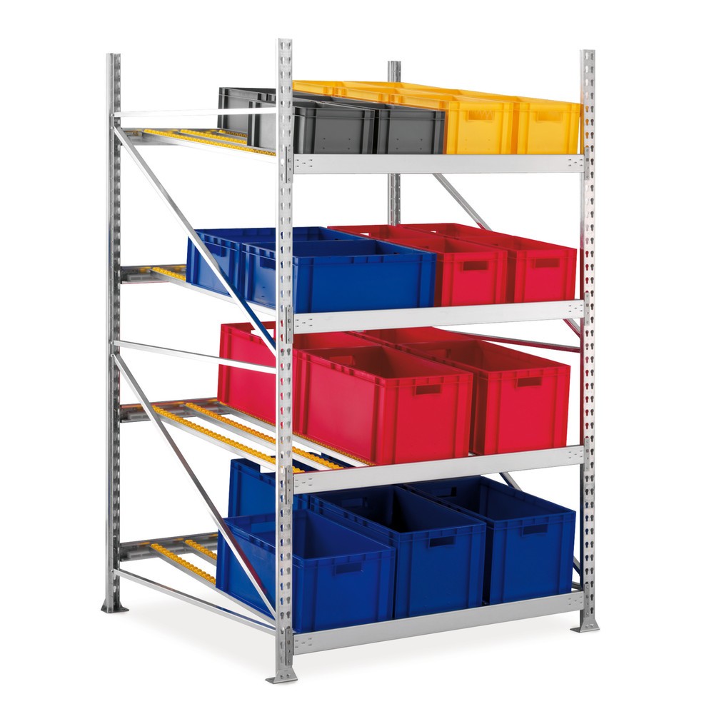 Illustration du produit: Rayonnage dynamique pour palettes META TB, unilatéral, avec rails à galets