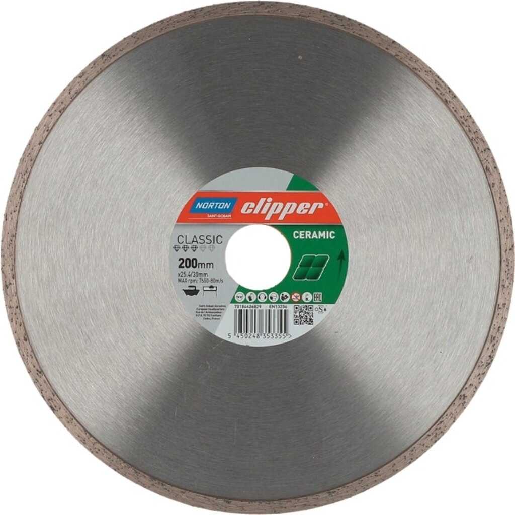 Produktabbildung: NORTON CLIPPER Diamanttrennscheibe Classic Ceramic, Ø 200 mm Bohrung 30 / 25,4 mm, 1,7 mm 7 mm