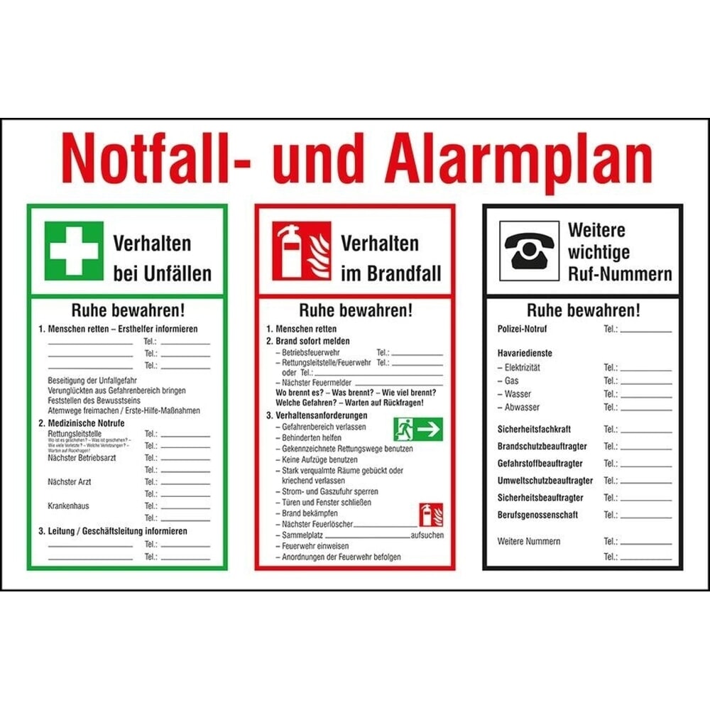 Produktabbildung Nr. 3: Notfall- und Alarmplan, HxB 400 x 600 mm, Kunststoff