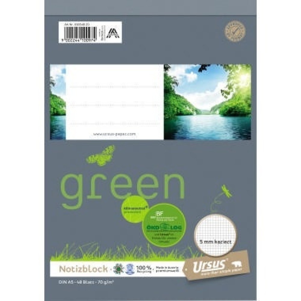 Produktabbildung: Ursus Schreibblock Ursus Green 03654820 DIN A5 kar. 70g 48Bl