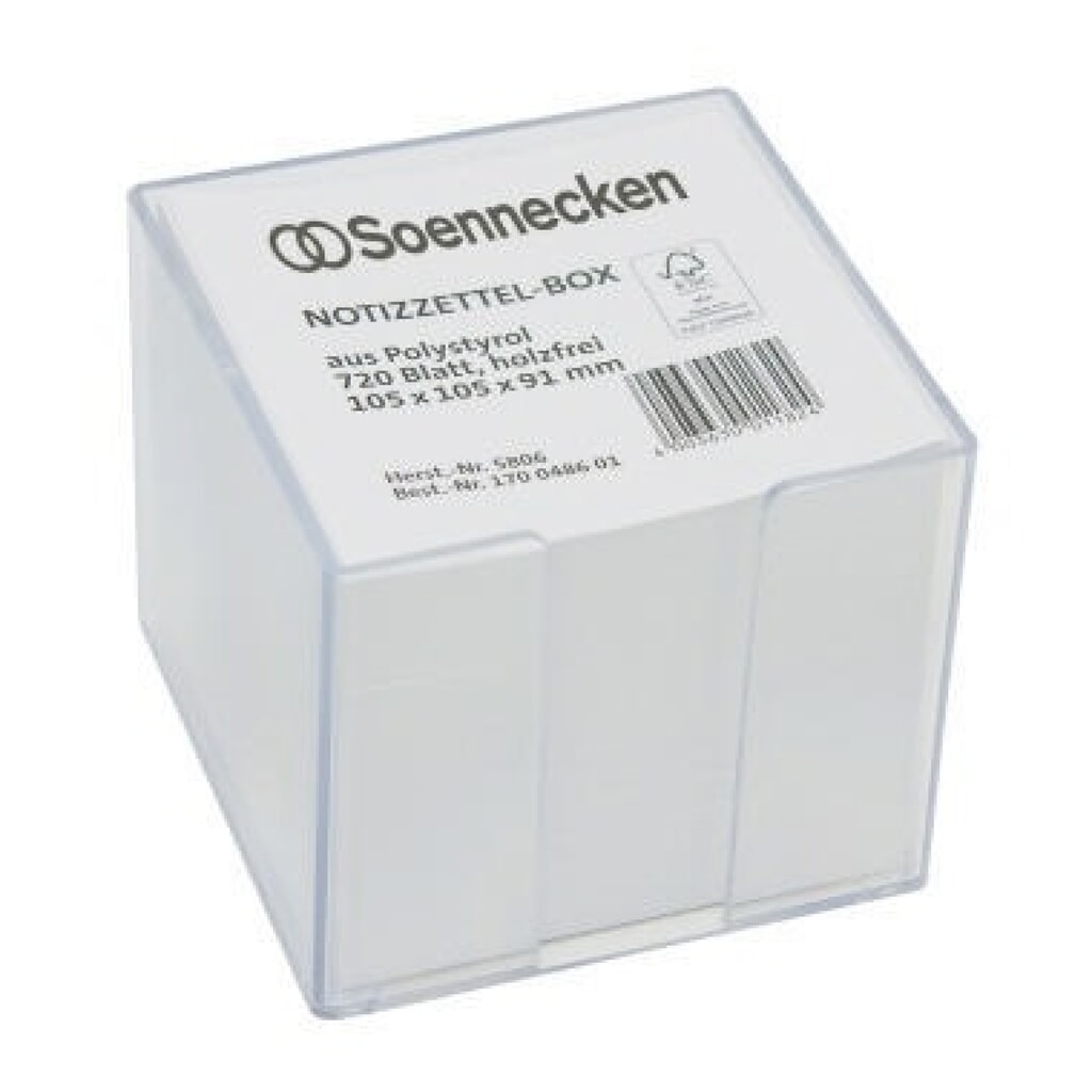 Produktabbildung: Soennecken Zettelbox 5806 105x105x91mm transparent +Inhalt