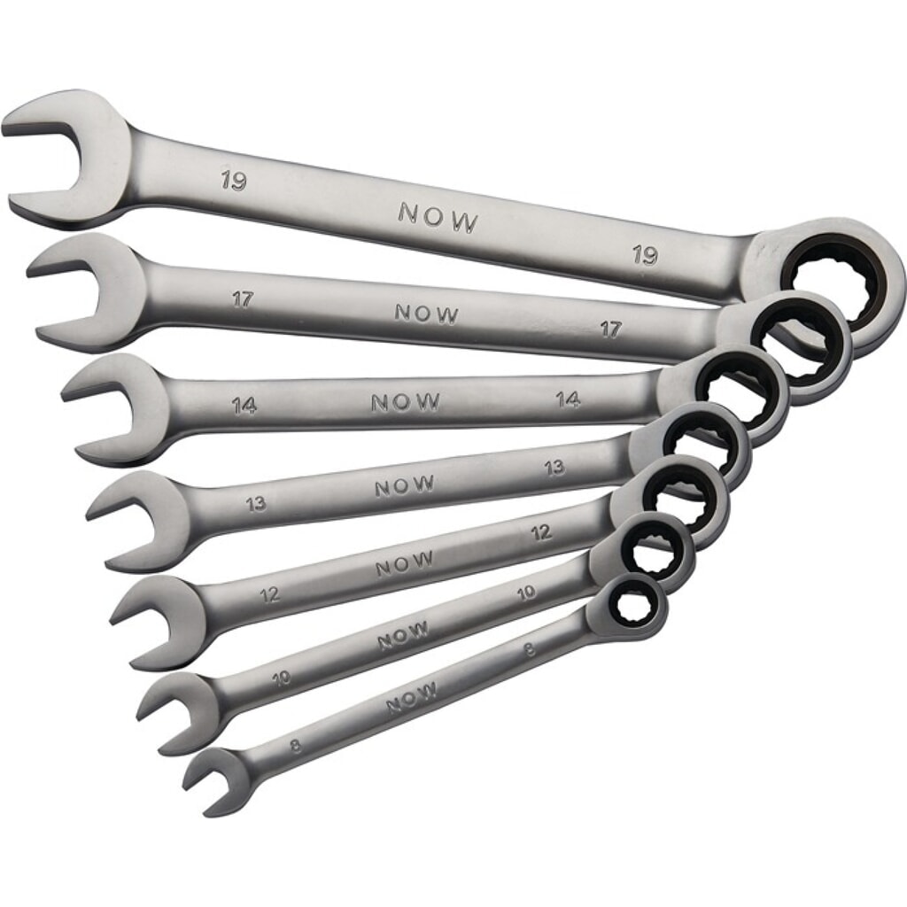 Produktabbildung: NOW Knarrenringmaulschlüsselsatz 7-tlg.SW 8-19mm ger