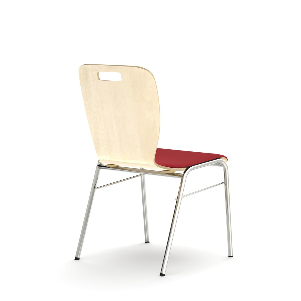 Produktabbildung Nr. 2: Nowy Styl Besucherstuhl Wing II, Holzschale, 4-Fuß-Gestell, Griffloch, Polstersitz, Buche Mainau Birch/rot