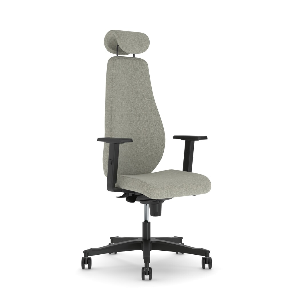Produktabbildung: Nowy Styl Bürostuhl Bjarg, verstellbare 4D-Armlehnen, Polster-Rückenlehne, verstellbare Kopfstütze, sitztiefenverstellbar, grau