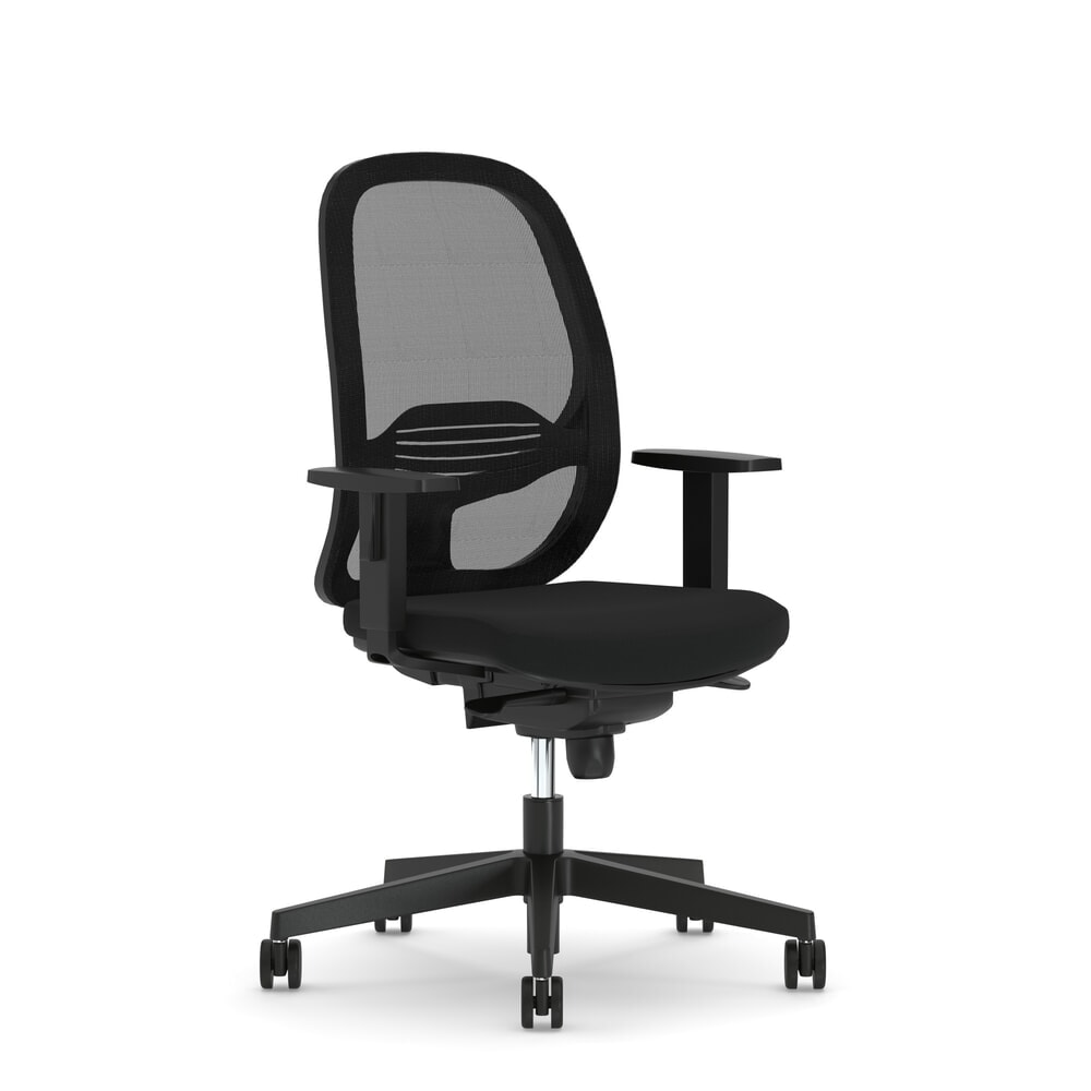 Produktabbildung: Nowy Styl Bürostuhl Eggy, höhenverstellbare Armlehen, Netz-Rückenlehne, Lordosenstütze, schwarz