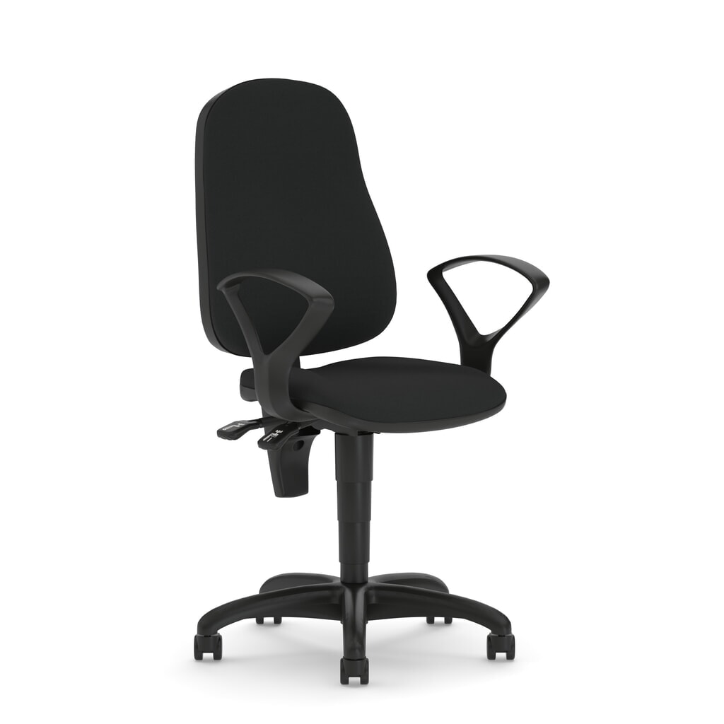 Nowy Styl Bürostuhl Punkt, ovale Armlehnen, Polster-Rückenlehne, schwarz Produktabbildung: Nowy Styl Bürostuhl Punkt, ovale Armlehnen, Polster-Rückenlehne, schwarz