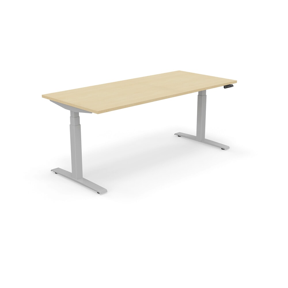 Produktabbildung: Nowy Styl elektrisch höhenverstellbarer Schreibtisch (650 - 1.310 mm), eModel 3.0, BxT 2000 x  800 mm, ahorn, weißaluminium