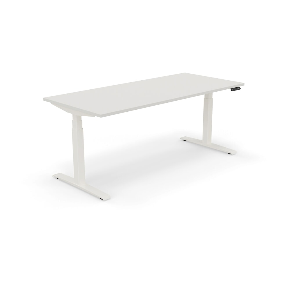Produktabbildung: Nowy Styl elektrisch höhenverstellbarer Schreibtisch (650 - 1.310 mm), eModel 3.0, BxT 1600 x 800 mm, lichtgrau, reinweiß