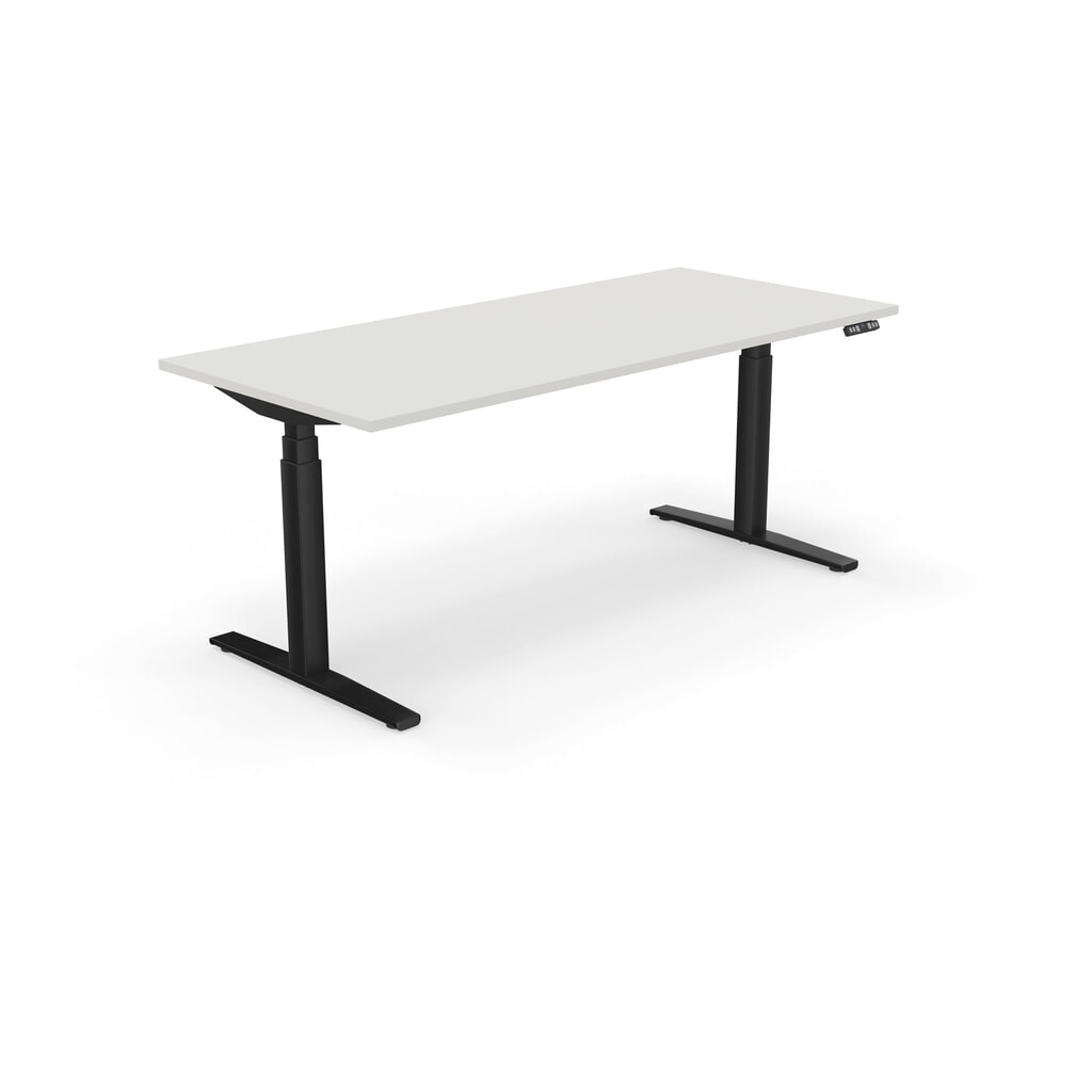 Produktabbildung: Nowy Styl elektrisch höhenverstellbarer Schreibtisch (655 - 1.305 mm), eUP 3S Pro mit Schnellverschlusssystem, BxT 1800 x  800 mm, lichtgrau, tiefschwarz