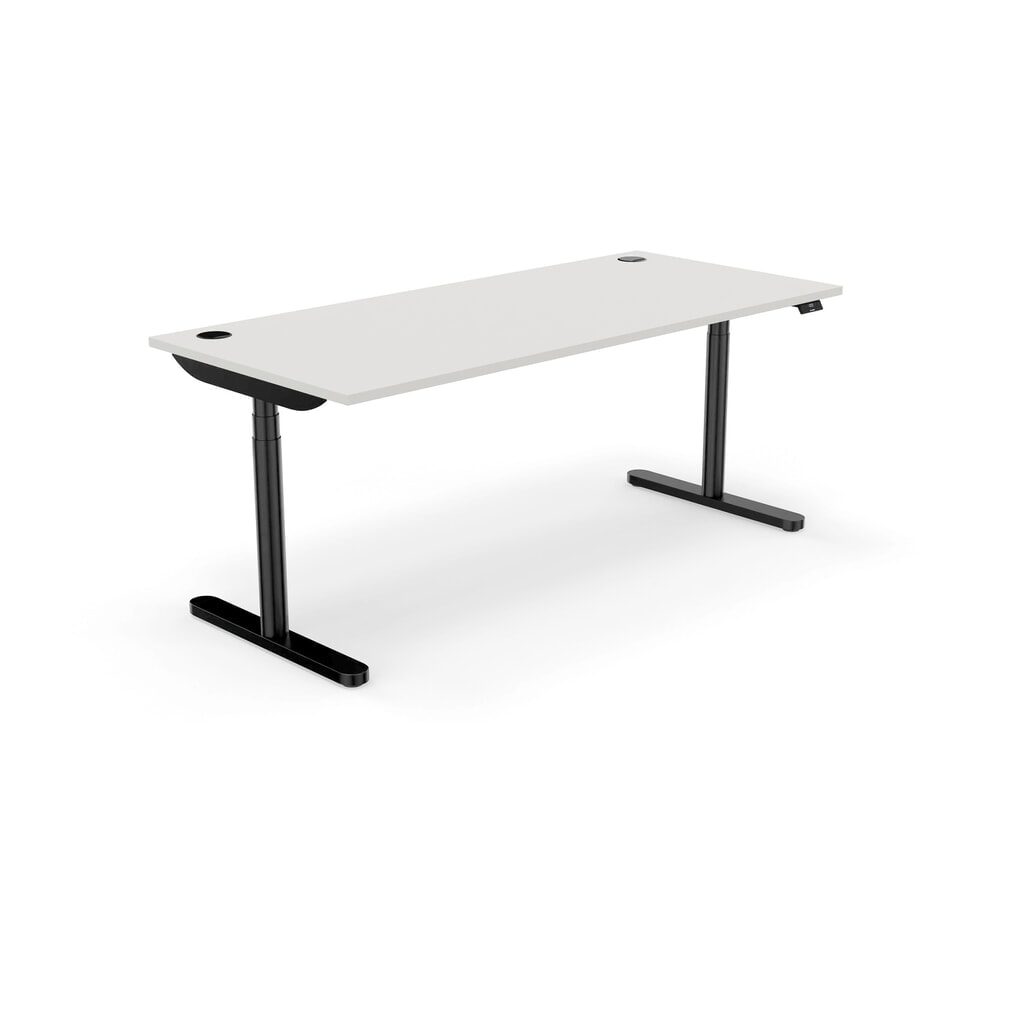 Nowy Styl elektrisch höhenverstellbarer Schreibtisch (640 - 1.300 mm), PW 2.0, BxT 1800 x 800 mm, lichtgrau, tiefschwarz Produktabbildung: Nowy Styl elektrisch höhenverstellbarer Schreibtisch (640 - 1.300 mm), PW 2.0, BxT 1800 x 800 mm, lichtgrau, tiefschwarz