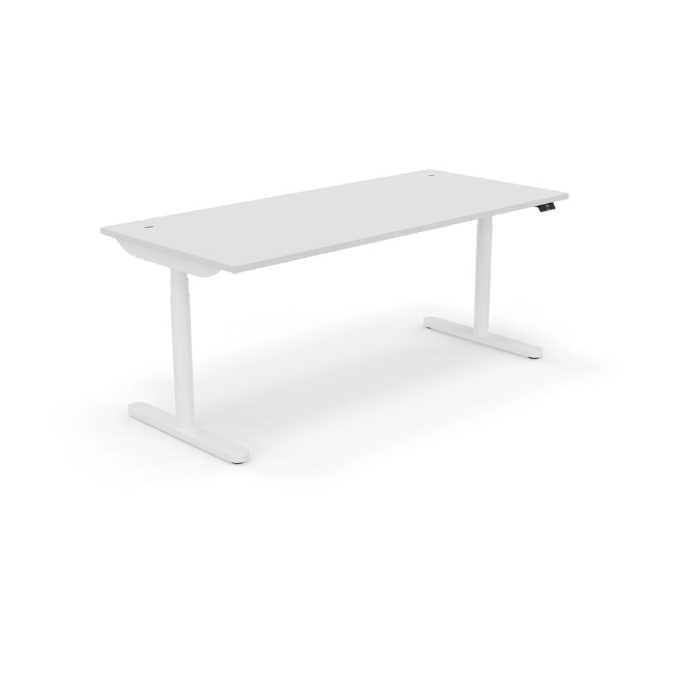 Produktabbildung: Nowy Styl elektrisch höhenverstellbarer Schreibtisch (640 - 1.300 mm), PW 2.0, BxT 1600 x  800, lichtgrau, verkehrsweiß
