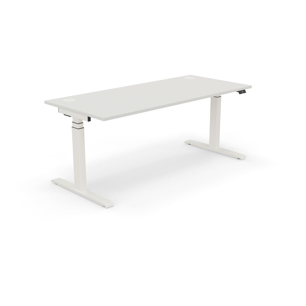 Produktabbildung: Nowy Styl elektrisch höhenverstellbarer Schreibtisch (640 - 1.300 mm), XIO 2.0, BxT 2000 x  800 mm, lichtgrau, reinweiß