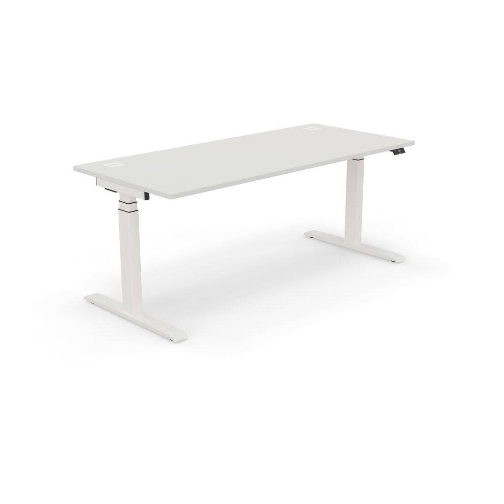 Nowy Styl elektrisch höhenverstellbarer Schreibtisch (640 - 1.300 mm), XIO 2.0, BxT 1600 x 800 mm, lichtgrau, reinweiß Produktabbildung: Nowy Styl elektrisch höhenverstellbarer Schreibtisch (640 - 1.300 mm), XIO 2.0, BxT 1600 x 800 mm, lichtgrau, reinweiß