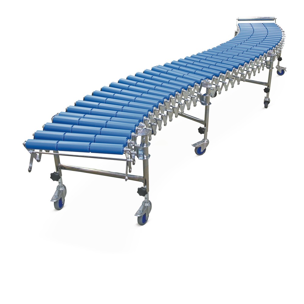Zdjęcie produktu: Nożycowy przenośnik rolkowy, długość 2,7-6,2 m, szerokość 300 mm