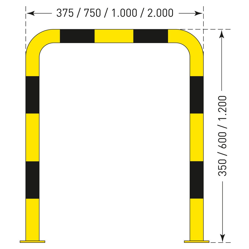 Číslo obrázku produktu 4: Ochranný oblouk - použití ve vnitřních prostorách, Ø 76 mm, VxŠ 1 200 x 1 000 mm