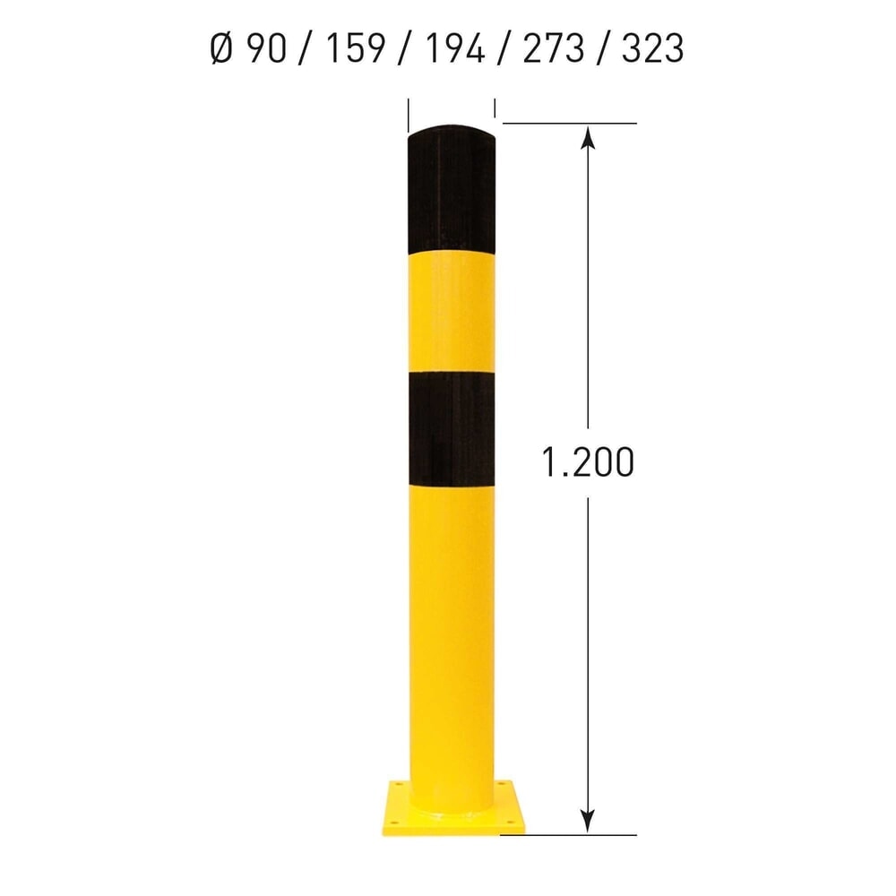Číslo obrázka výrobku 3: Stĺpik na ochranu proti nárazu MORAVIA, na pripevnenie hmoždinkami, exteriér, výška 1 200 mm, Ø 159 mm