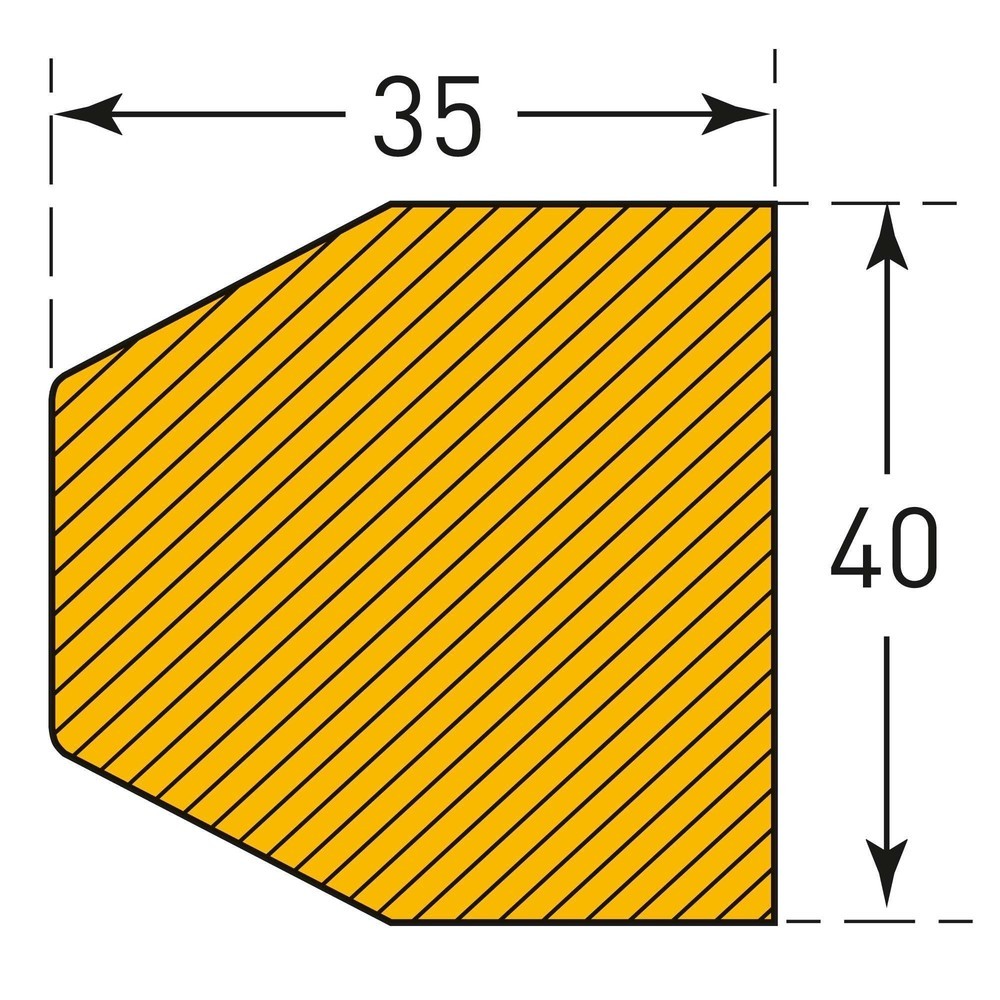 Zdjęcie produktu nr 4: Ochrona przed uderzeniami do powierzchni MORAVIA, kształt trapezu, samoprzylepna, wys. x szer. 35 x 40 mm, długość 1 m