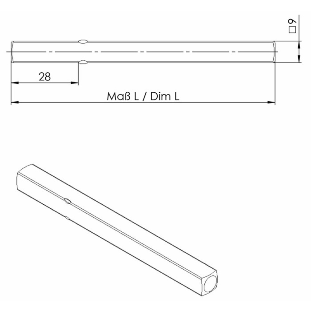 Produktabbildung: OGRO FS-Drückerstift OGRO 114 PB FS, Vierkant 9 x 110 mm, Vollstift