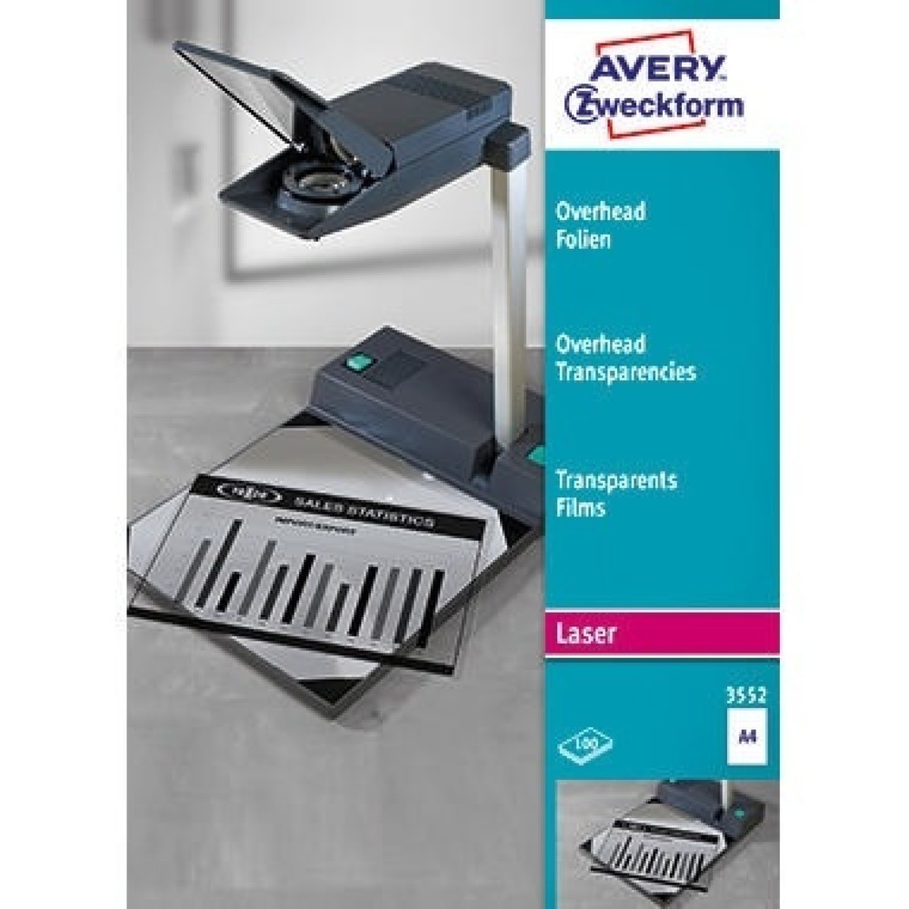 Produktabbildung: Avery Zweckform Laserfolie 3552 210x297mm transparent 100 St./Pack.